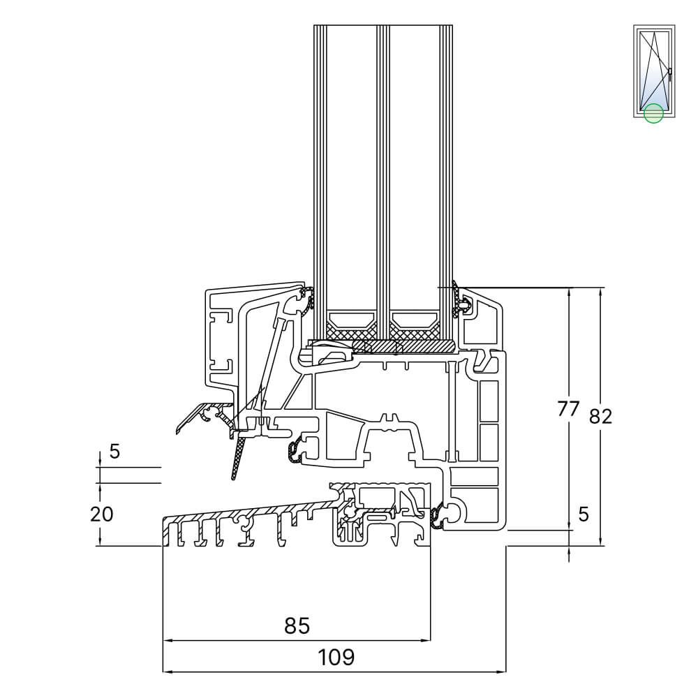energeto TwinSet 8000 - Balkontür mit Schwelle