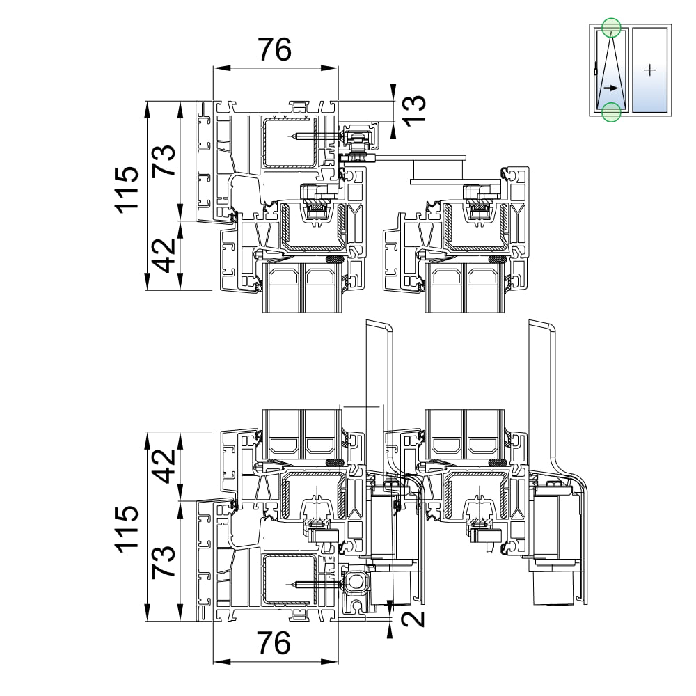 TwinSet neo MD - Detail Höhenschnitt