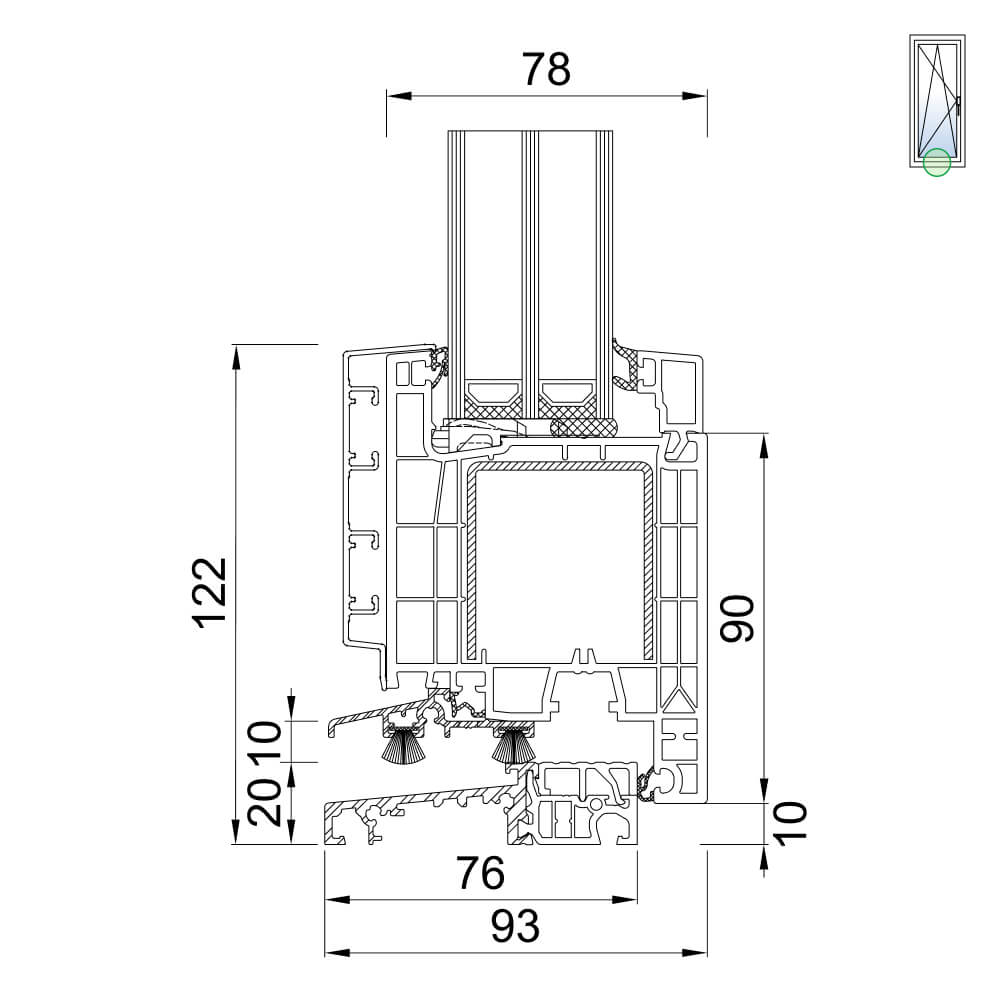 TwinSet neo MD - Balkontür mit 112 mm Schwelle