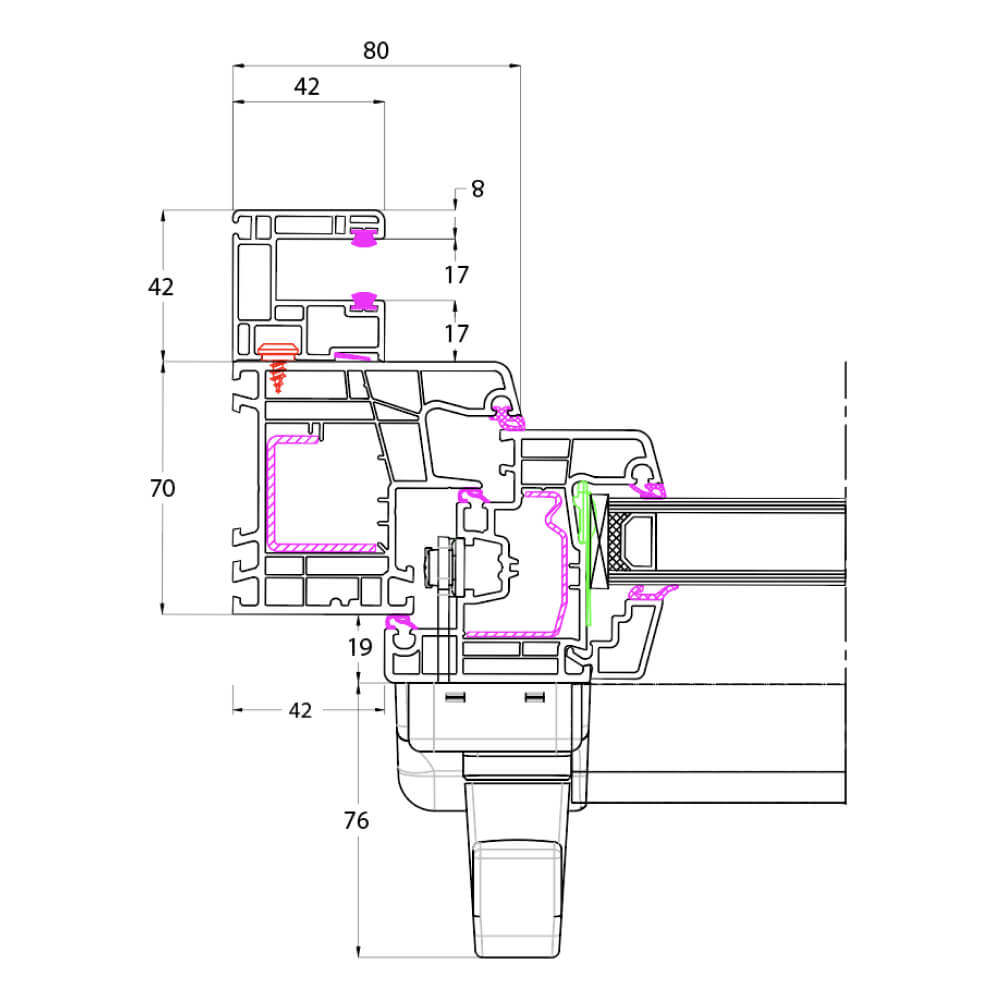 Ideal 4000 - Griffseite Rollladenführungsschiene Neubau