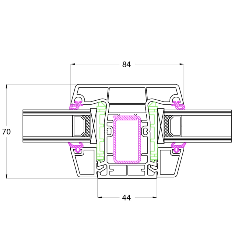 Ideal 4000 - Glasteilende Sprosse 84mm