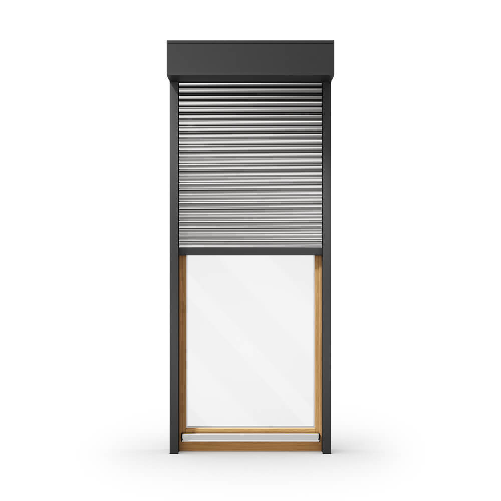 Holz Balkontür mit Rollladen