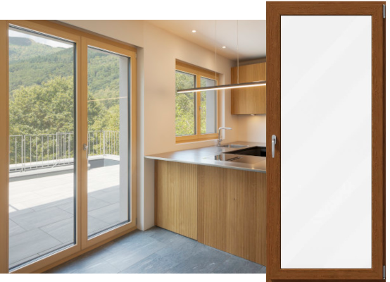 Kunststoff Balkontür in Holzoptik Kunststoff Balkontür in Holzoptik