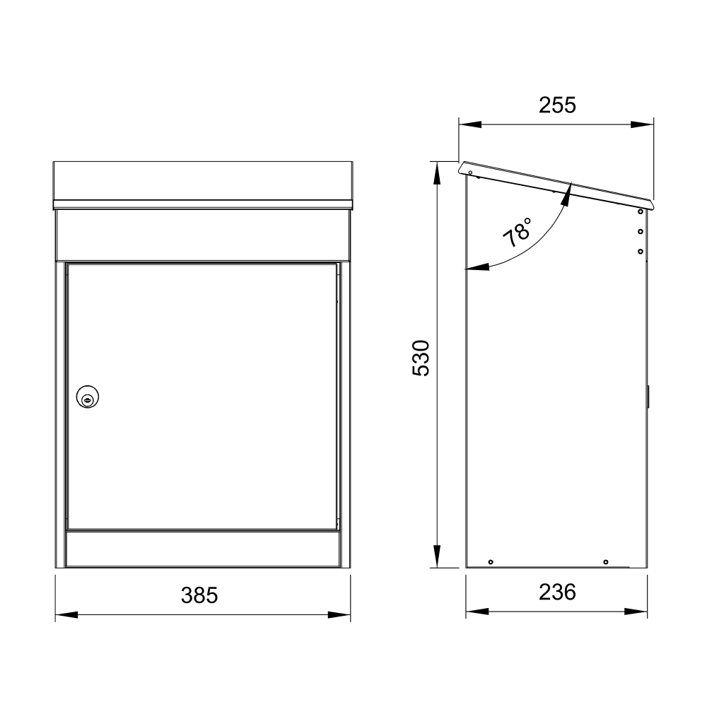 Paketbox Bosca Wandmontage Detailzeichnung