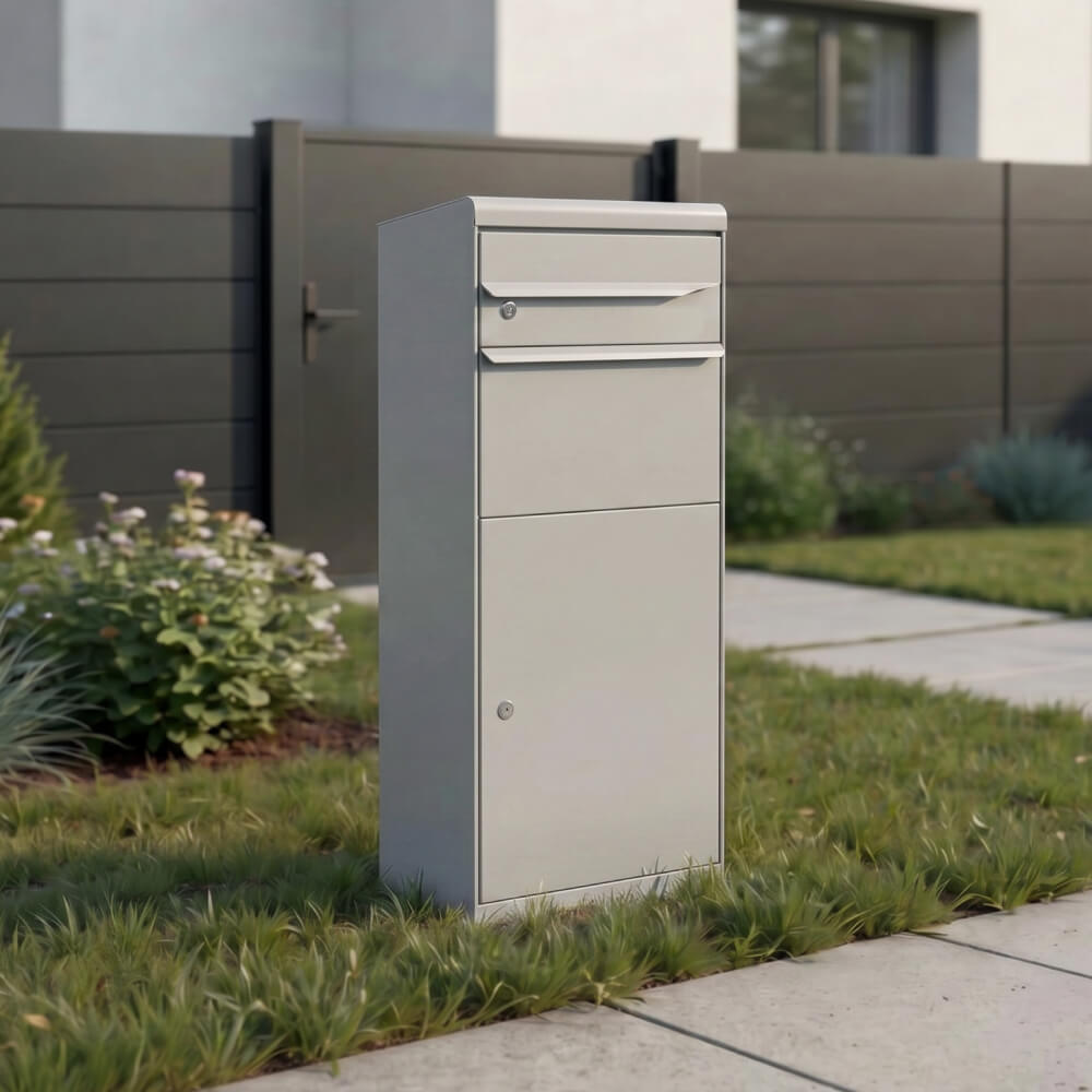 Paketbox Maple Weissaluminium freistehende Montage