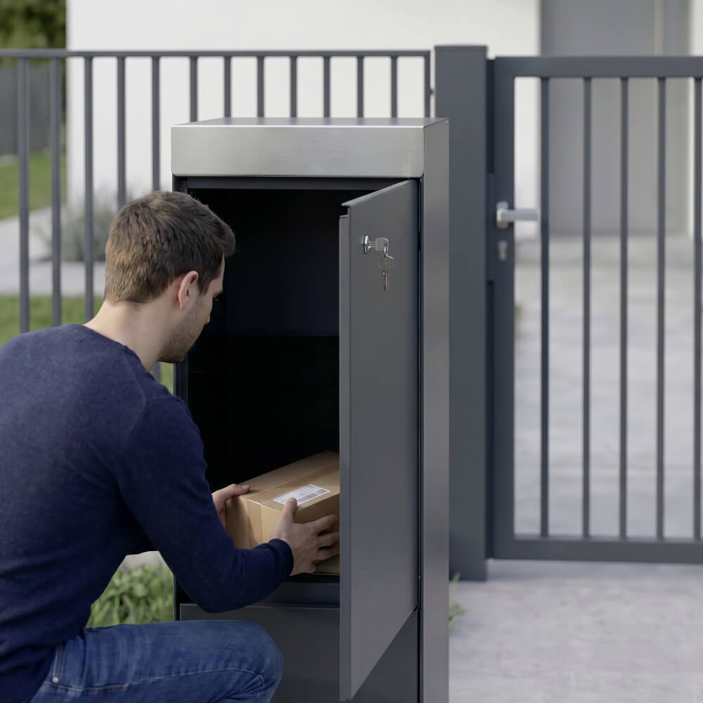 Grosse Paketbox aus Stahl Grosse Paketbox aus Stahl