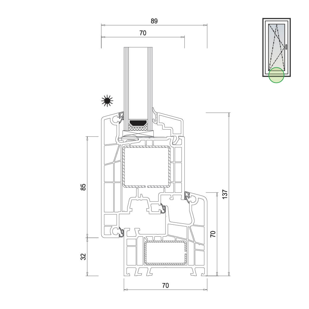 Ideal 5000 Balkontür aussen öffnend – Variante 2