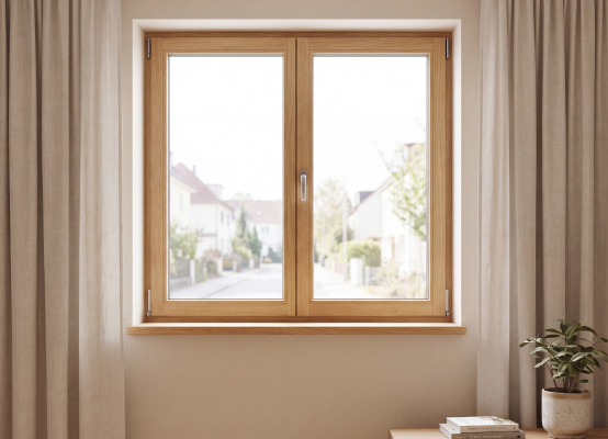 Zweiflügeliges Holzfenster Zweiflügeliges Holzfenster