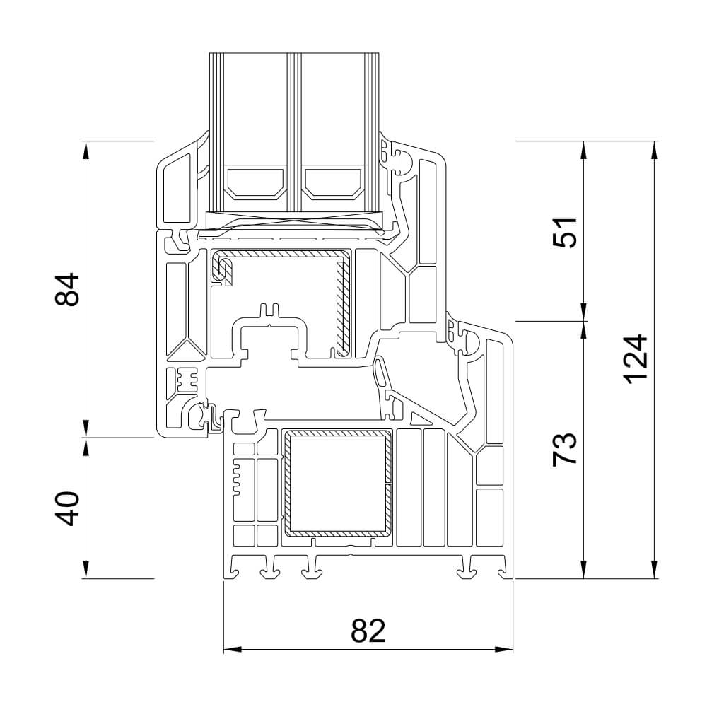 VEKA Softline 82 MD Schnittzeichnung