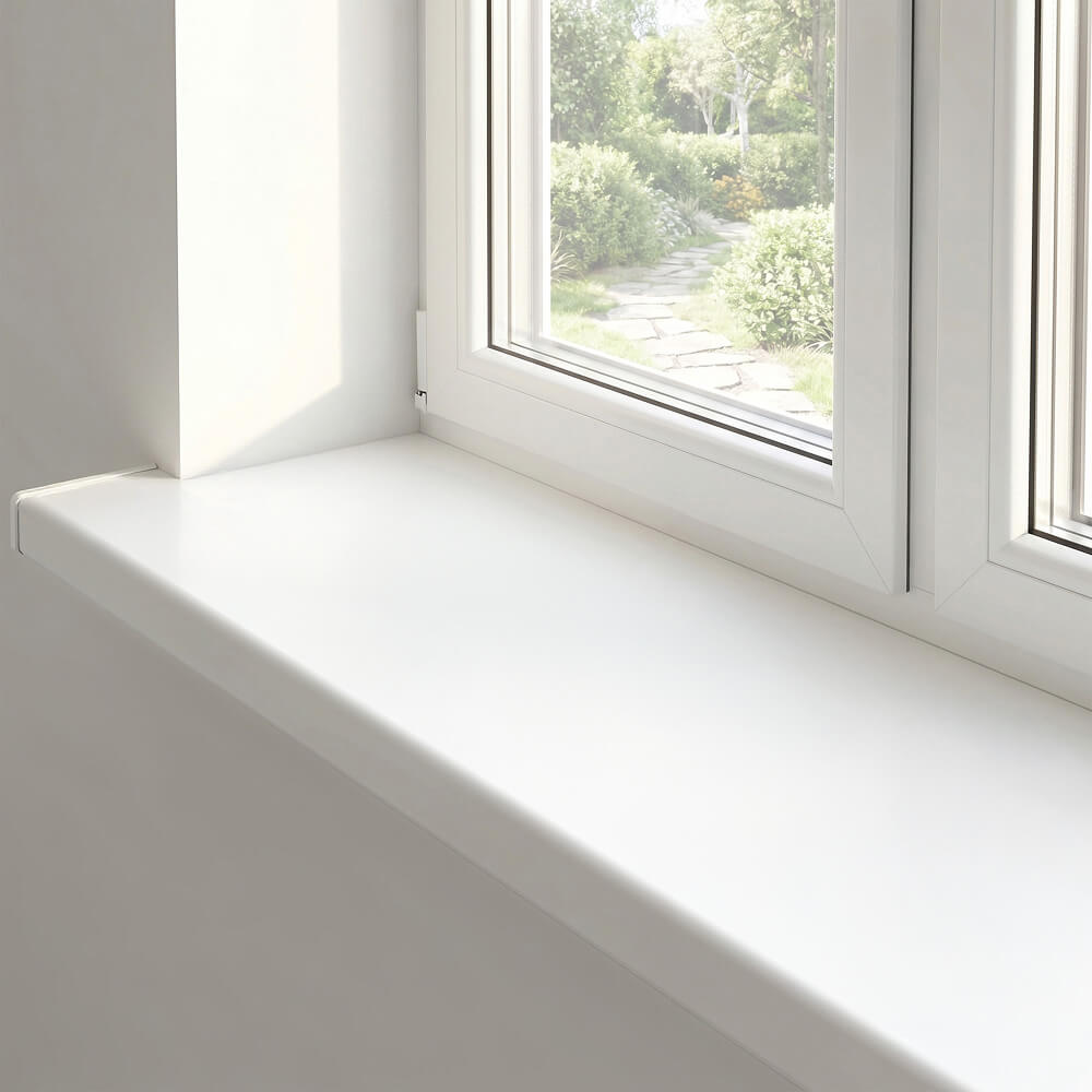 Kunststoff Fensterbank in Weiss Einbausituation
