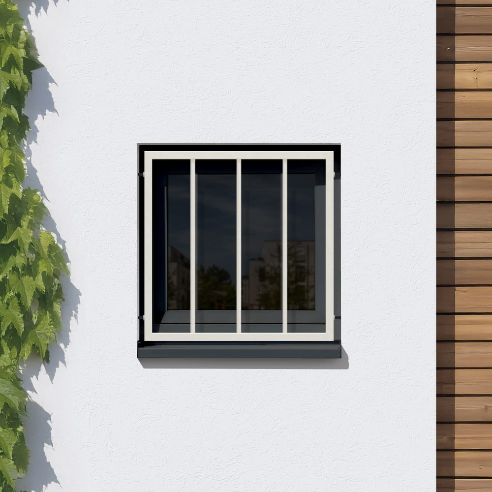 Fenstergitter in Weiss Einbausituation