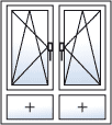 Fenster zweiflügelig Dreh-Kipp links Dreh-Kipp rechts Unterlicht geteilt
