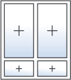 Fenster zweiflügelig fest rechts fest links Unterlicht geteilt