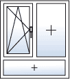 Fenster zweiflügelig Dreh-Kipp links fest rechts Unterlicht