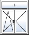 Fenster zweiflügelig Dreh-Kipp links Kipp rechts Oberlicht