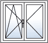 Fenster zweiflügelig Kipp rechts Dreh-Kipp links