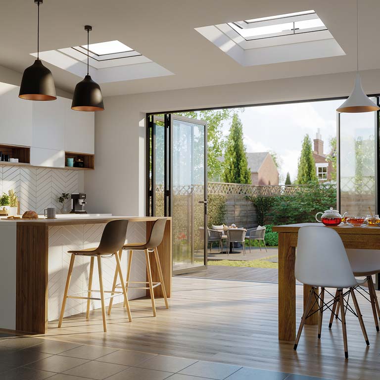 Flachdachfenster in der Küche