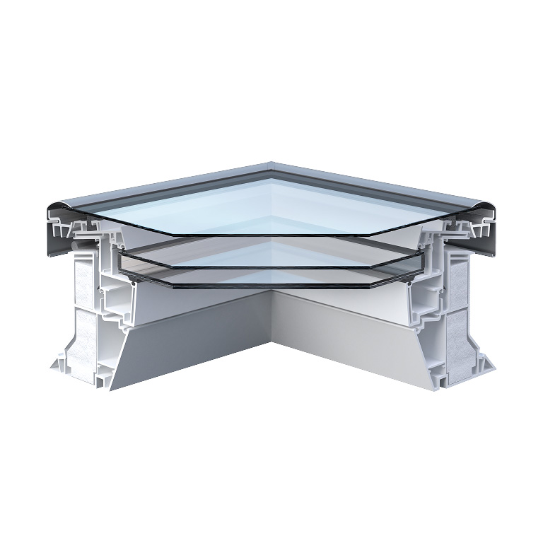 Flachdachfenster Festverglast Profilschnitt