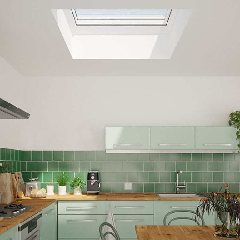 Flachdachfenster festverglast Küche