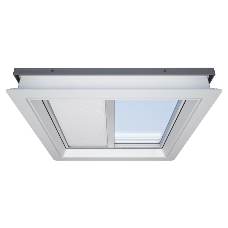 Flachdachfenster festverglast mit Innenbeschattung Weiss