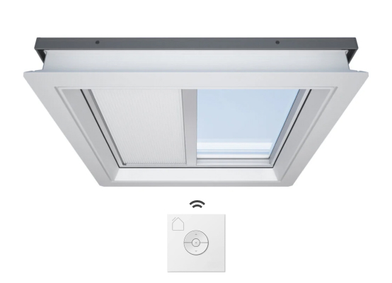 Flachdachfenster Innenbeschattung Weiss mit Fernbedienung