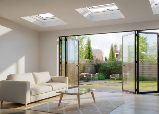 Flachdachfenster im Wohnzimmer Flachdachfenster im Wohnzimmer