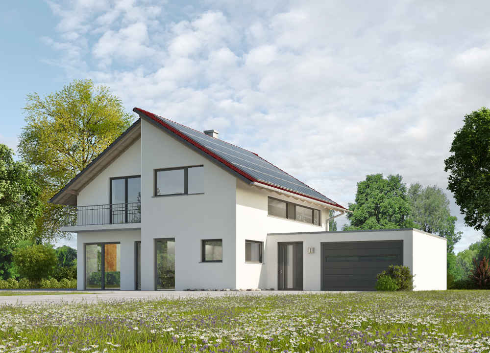 Modernes Haus mit verschiedenen Fenstergrössen