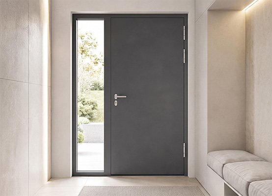 Aluminium Haustür mit Seitenteil