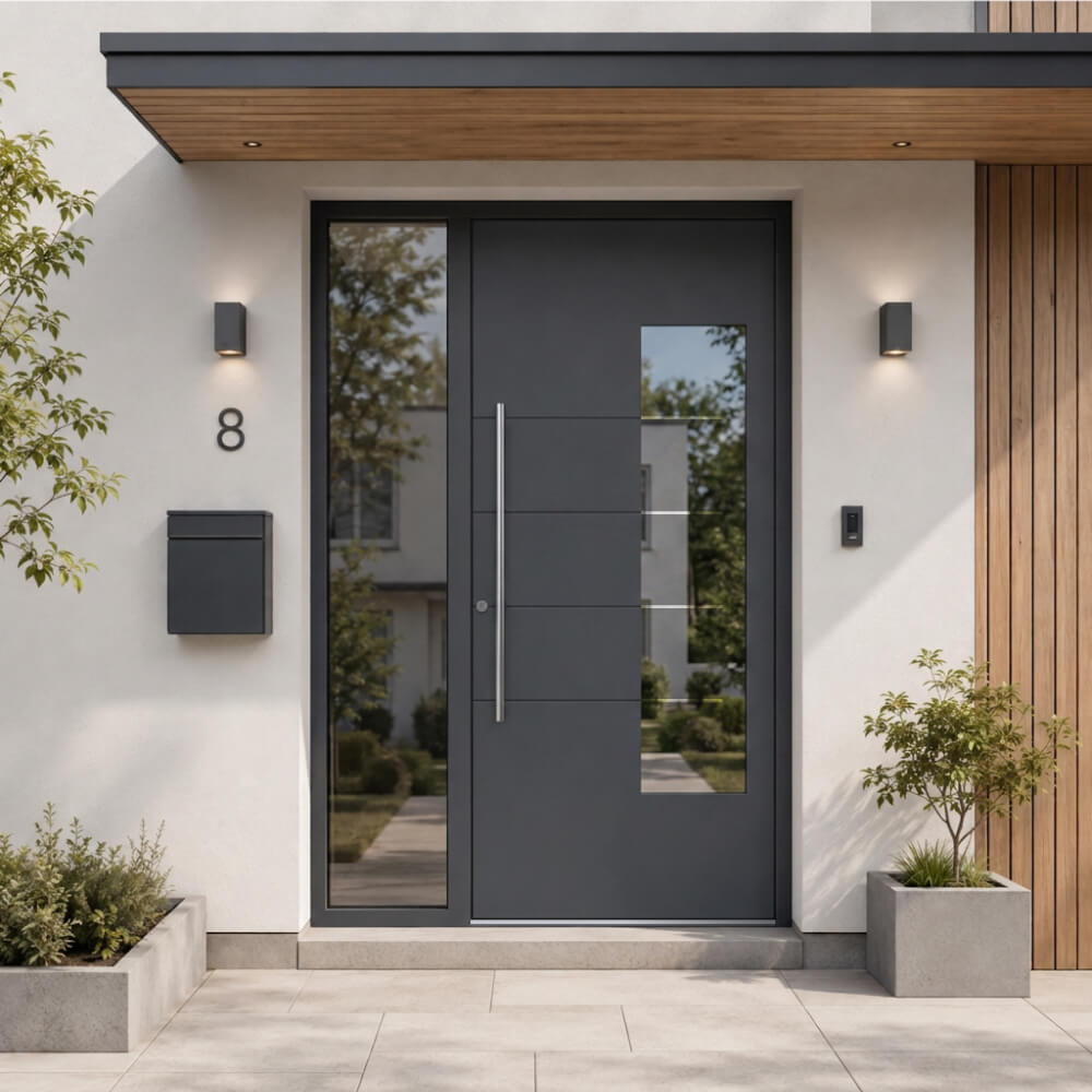 Alu-Haustür Hünenberg Einbausituation aussen