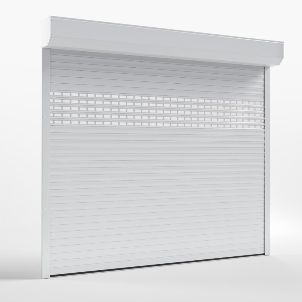 Rolltor Comfort in Weiss mit Acrylglas